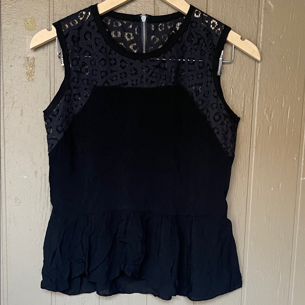 Rebecca Taylor Silk peplum lace sleeveless top size 2